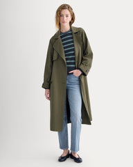 Drapey Twill Trench | Olive Night