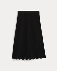 Lace-Knit Midi Skirt | Black