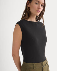 Boat-Neck Ribbed Knit | Black