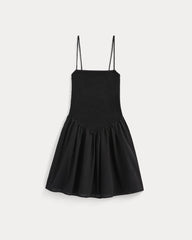 Gauze Smocked Mini Dress | Black