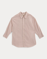 Back-Tie Oversized Shirt in Washed Poplin | Burnished Lilac/Gardenia