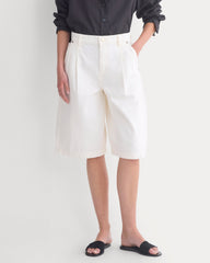High-Rise Pleated Culotte | Bone/Cream