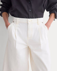 High-Rise Pleated Culotte | Bone/Cream