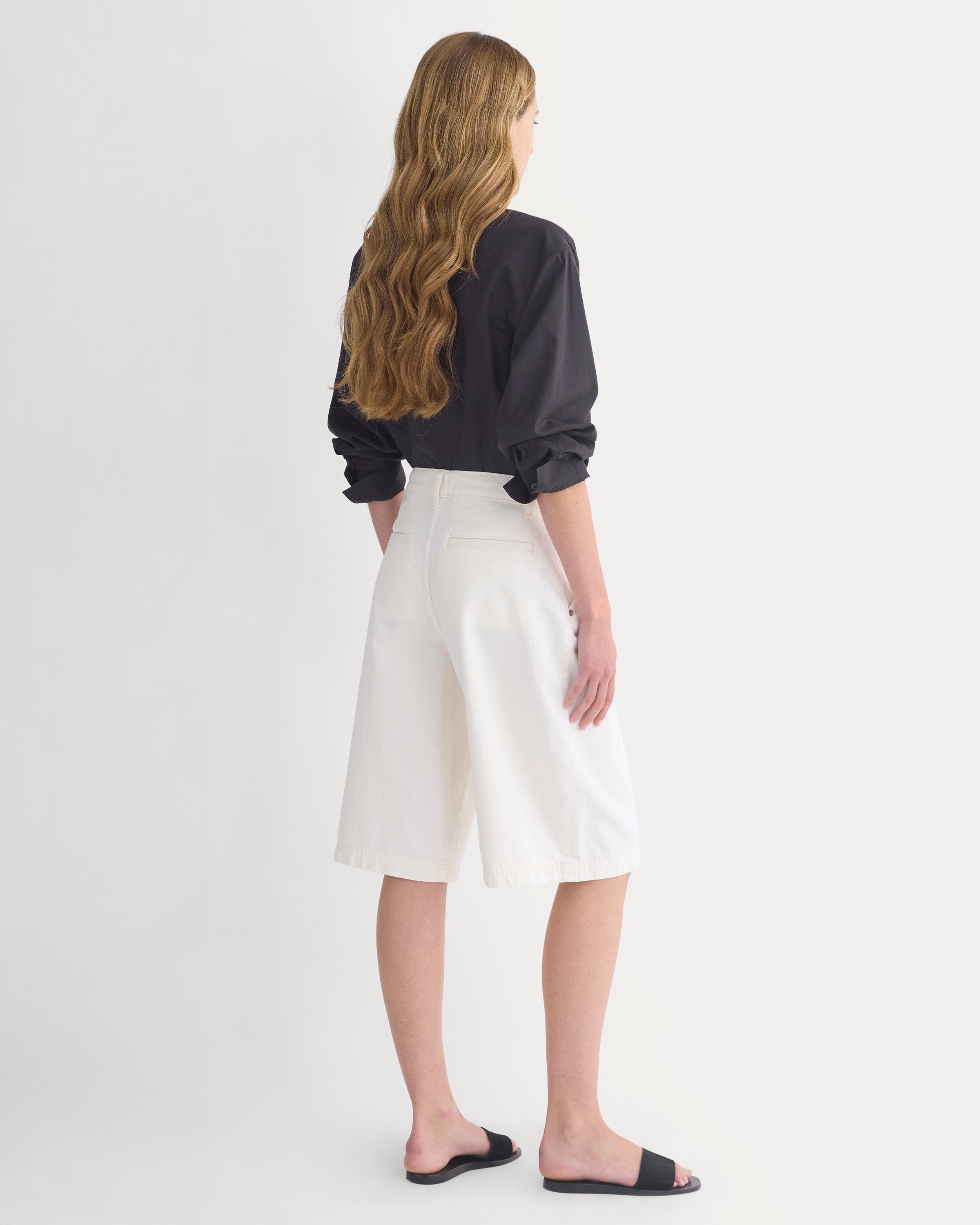 High-Rise Pleated Culotte | Bone/Cream