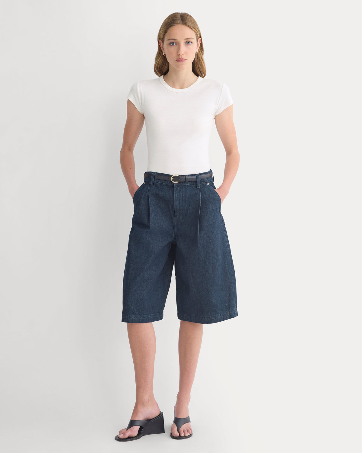 High-Rise Pleated Culotte | Dark Rinse