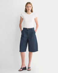 High-Rise Pleated Culotte | Dark Rinse