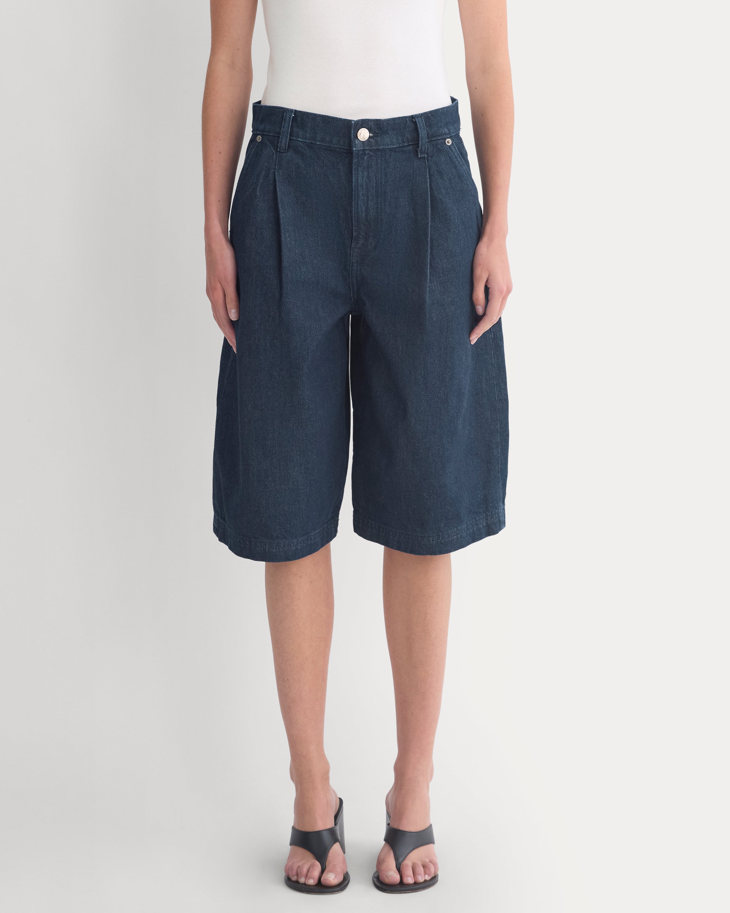 High-Rise Pleated Culotte | Dark Rinse