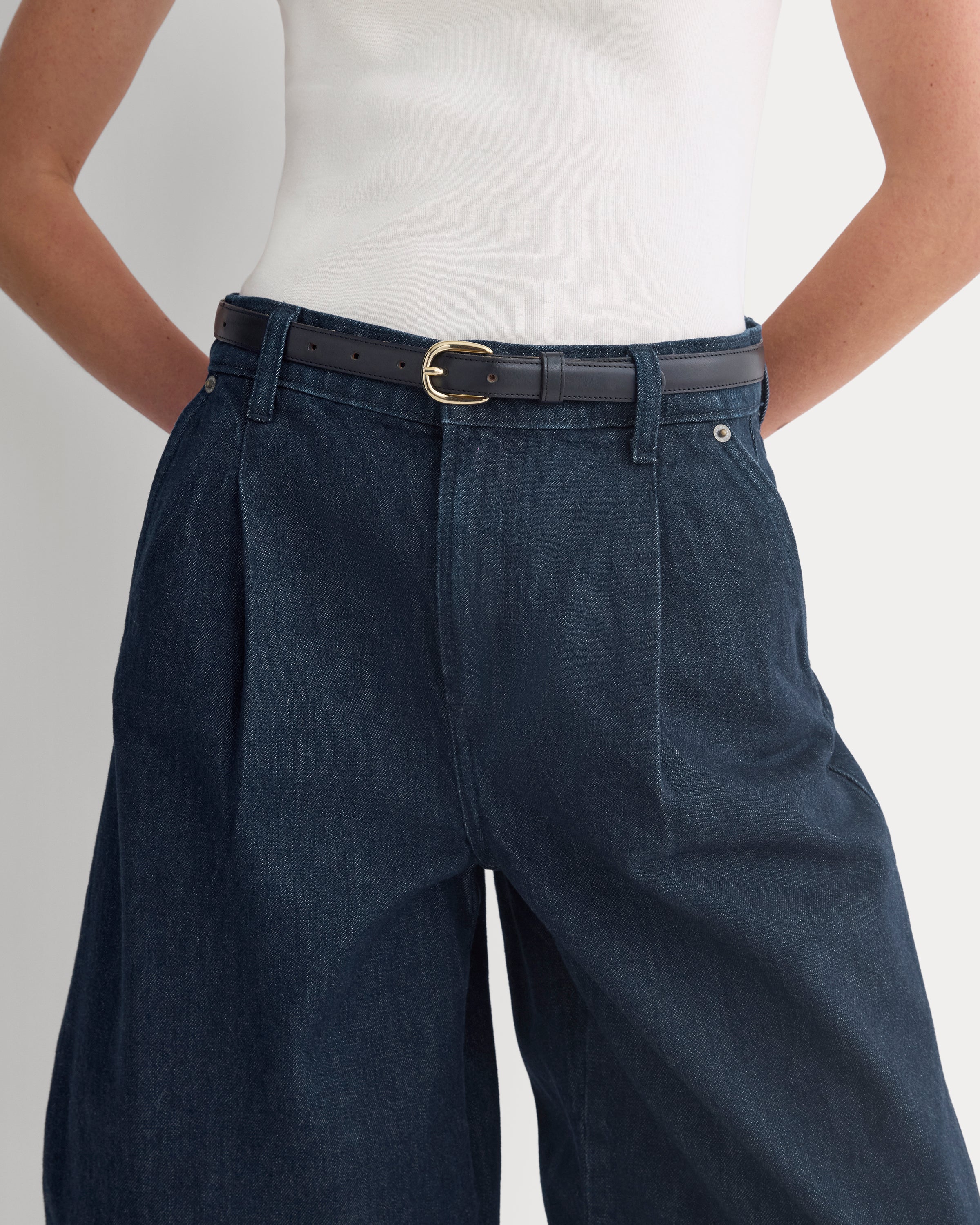 High-Rise Pleated Culotte | Dark Rinse