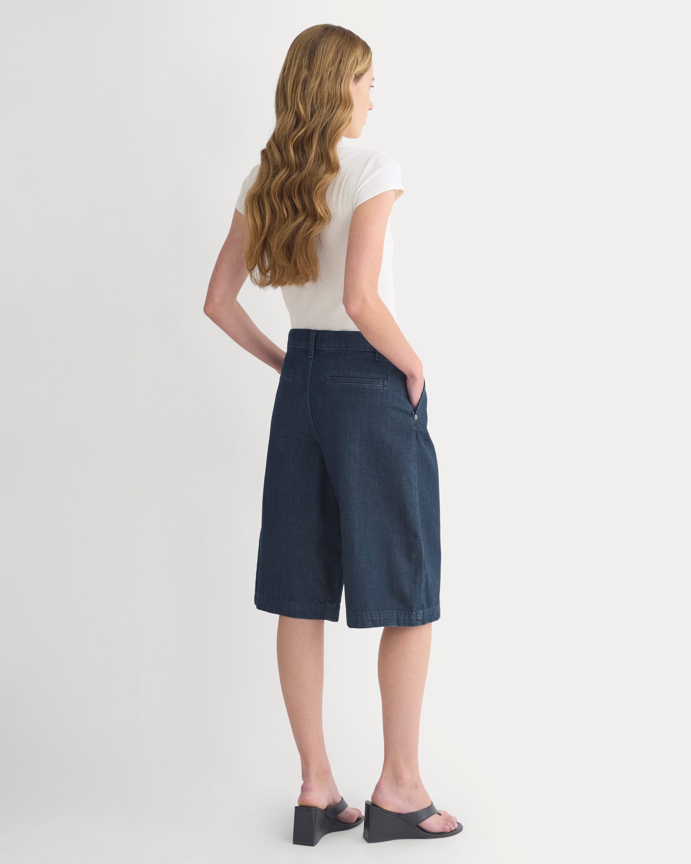 High-Rise Pleated Culotte | Dark Rinse