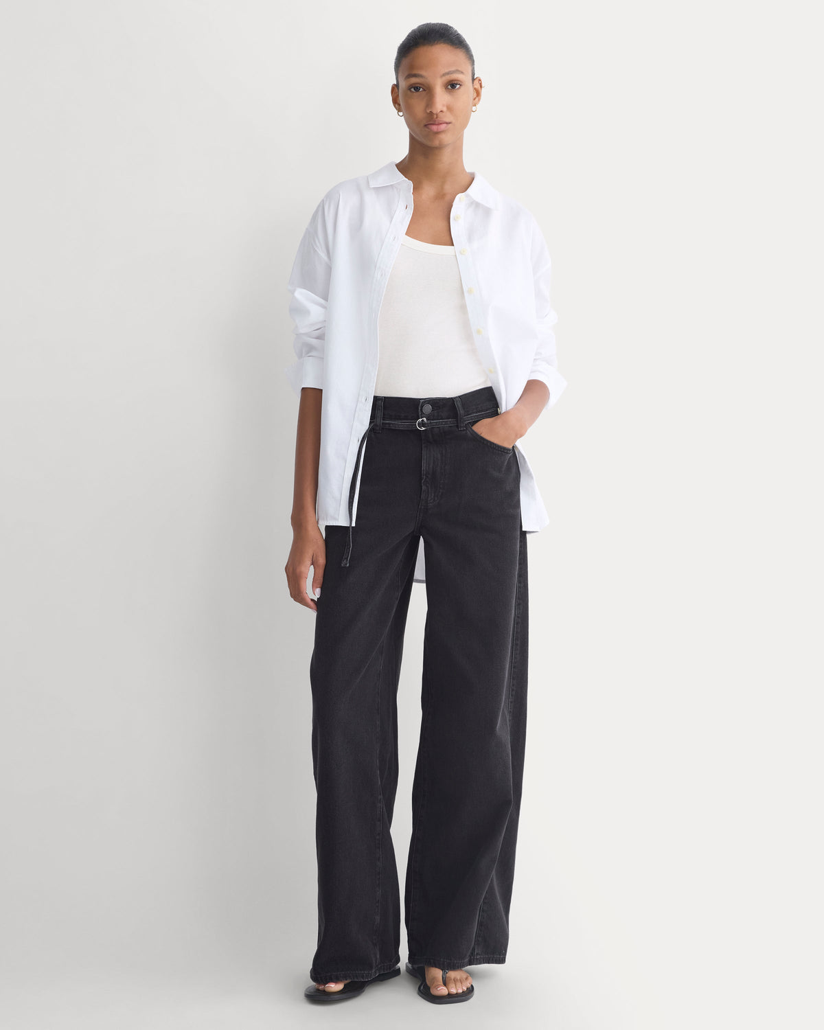 Lightweight Loose Wide-Leg Jean | Black | Long