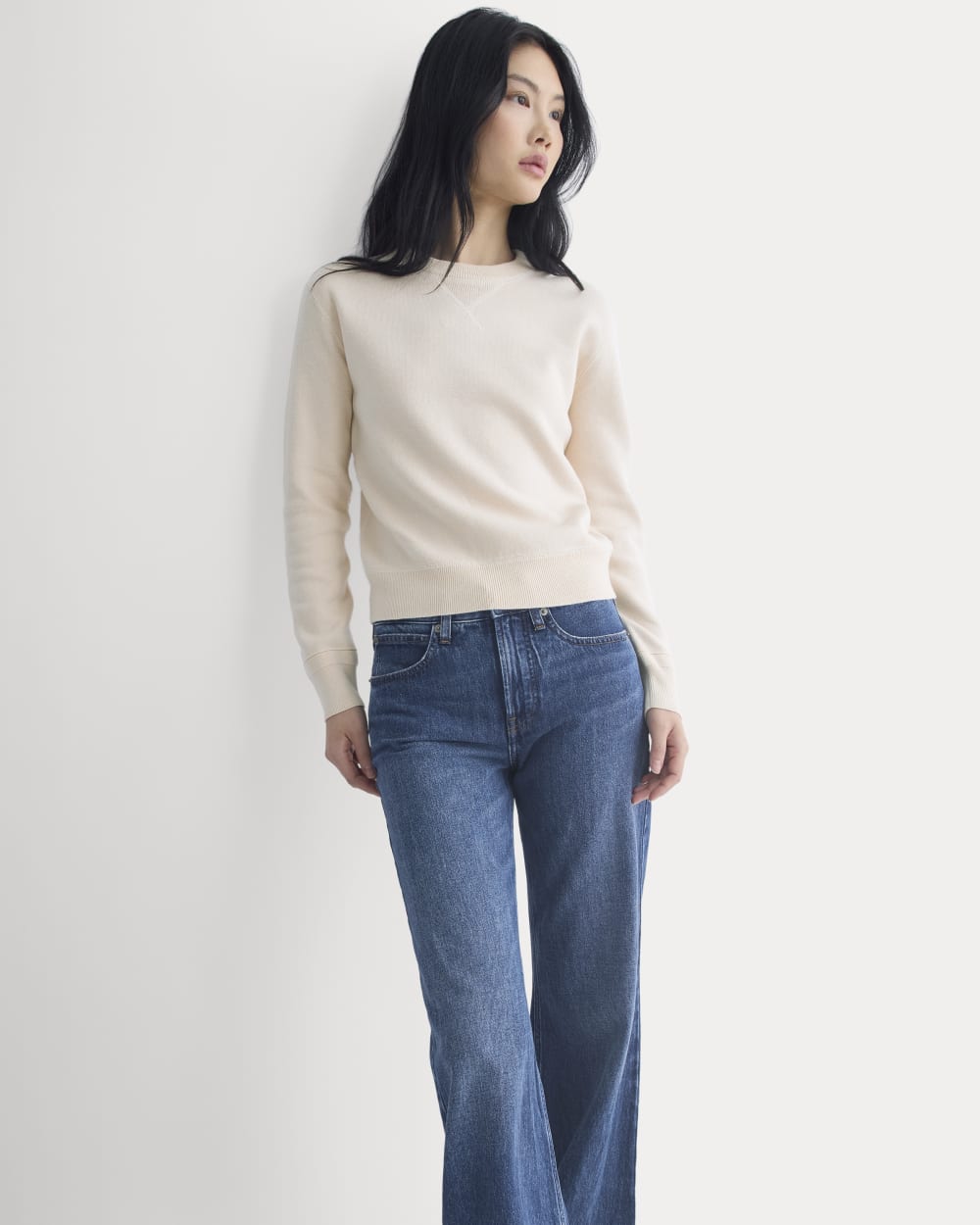 Double Knit Crew in Cotton Merino | Bone/Cream/Sand/Light Camel