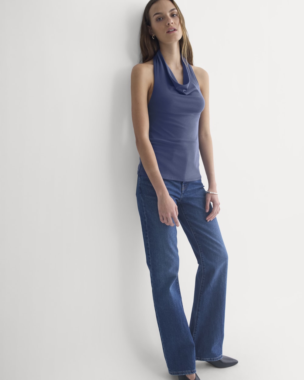 Halter Cowlneck Top in Butterknit | Washed Navy