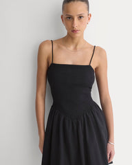Gauze Smocked Mini Dress | Black