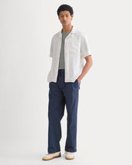 Linen Resort Shirt | Bone Plaid