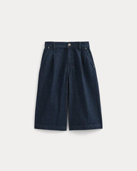 High-Rise Pleated Culotte | Dark Rinse