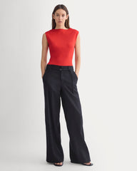 Boat-Neck Ribbed Knit | Fiery Red