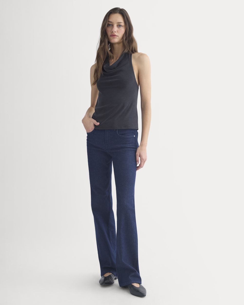 Halter Cowlneck Top in Butterknit | Black
