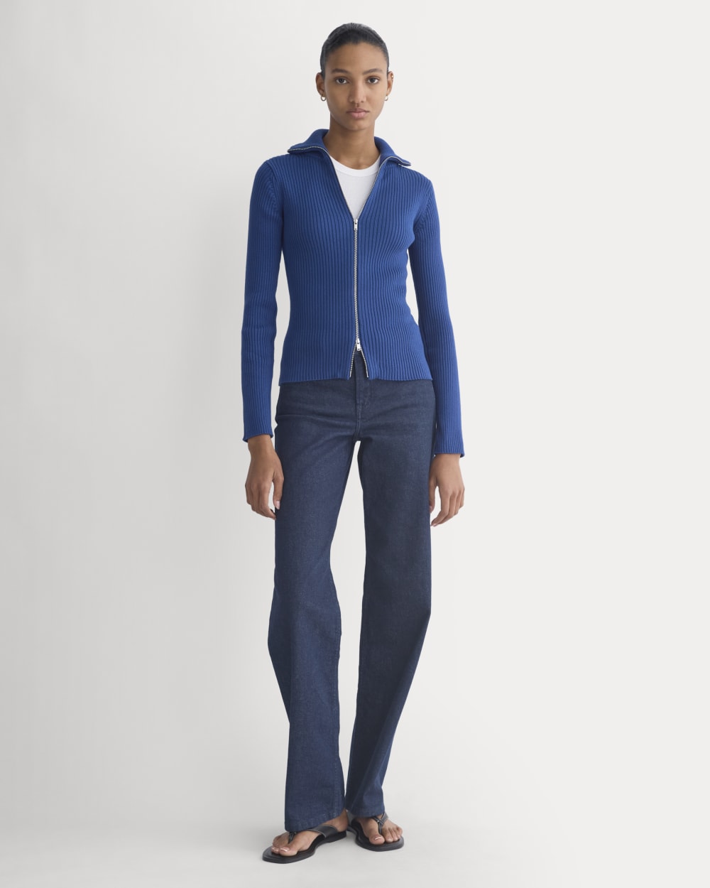 Full-Zip Ribbed Jacket in Everyday Cotton | Estate Blue