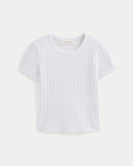 Cropped Crew in Pointelle | White