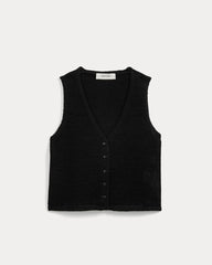 Button-Front Tank in Tape Yarn | Black