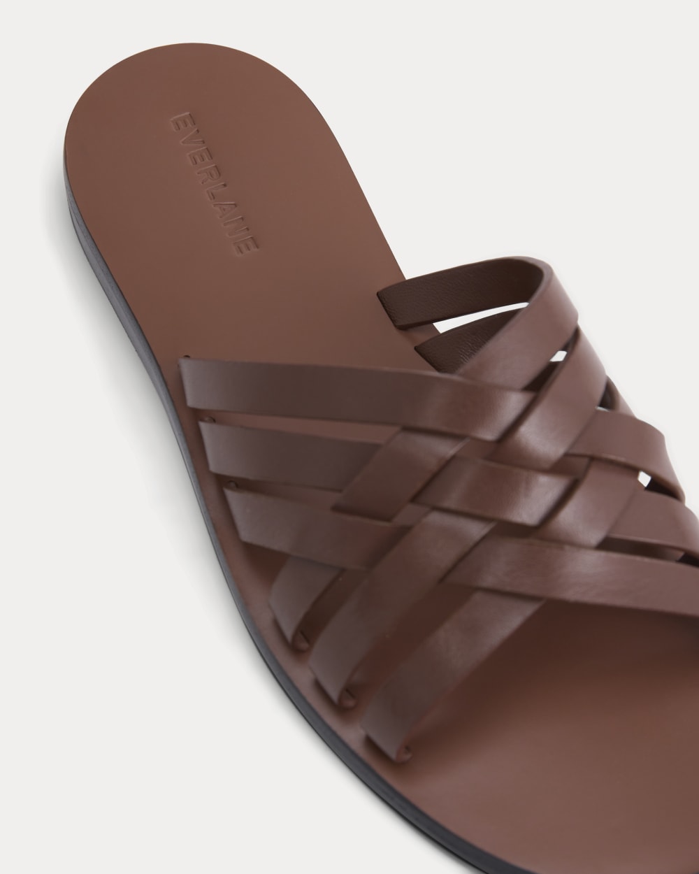 Leather Triple Crisscross Sandal | Rum