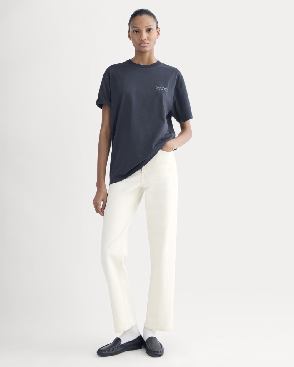 Everlane x Peace & Quiet Graphic Logo Tee | Navy